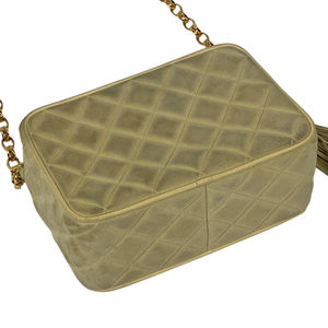 Chanel Chain Matelasse Shoulder Cocomark Yellow Bag Light Fringe Tassel Suede